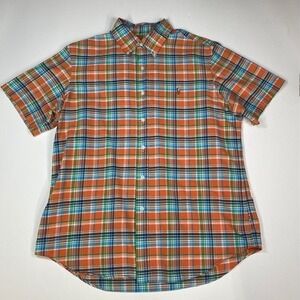 Ralph Lauren Mens Plaid Short‎ Sleeve Button Down Shirt - Size L